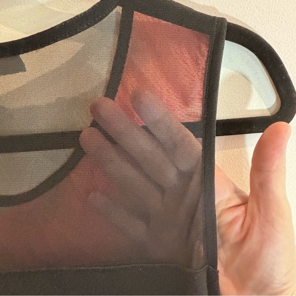 DESIGUAL Sz XL Midi Dress Colourful Geometric Shape Mesh Top Sleeveless Sheath - Picture 7 of 7